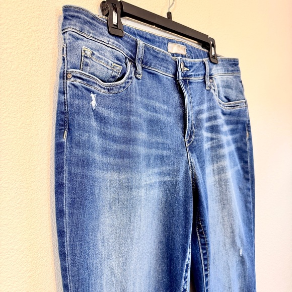 KUT From the Kloth Stevie Straight Leg Jeans Distressed Blue Denim Stretch 14 - Picture 2 of 9